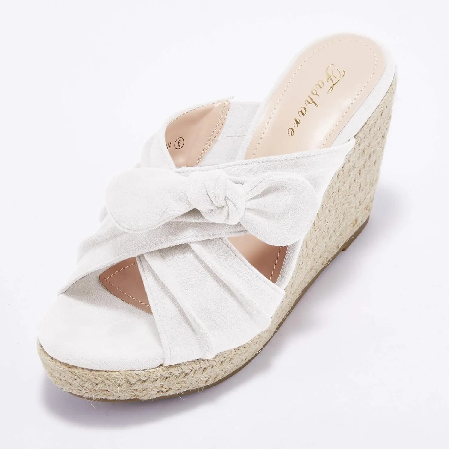 Womens Espadrilles Wedge Sandals Slides Platform Slip on Bow Knot Open Toe Summer Mules Shoes