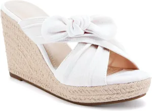 Womens Espadrilles Wedge Sandals Slides Platform Slip on Bow Knot Open Toe Summer Mules Shoes
