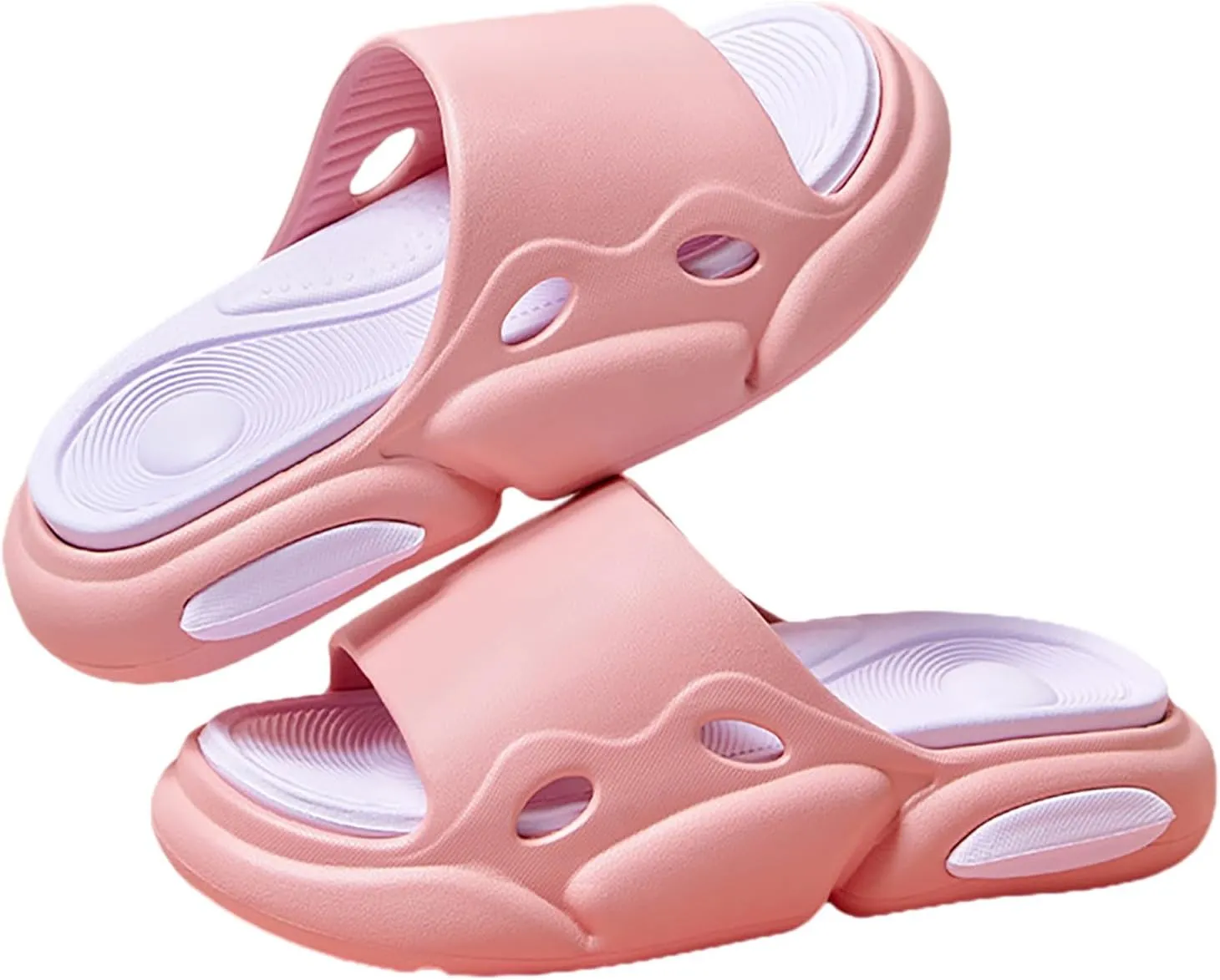 Women's Fashion Cowhide Leather Platform Sandals Comfy Soft Open Toe Slip On Wedge Casual Slides Summer Beach Lightweight Flatform Chunky Slippers