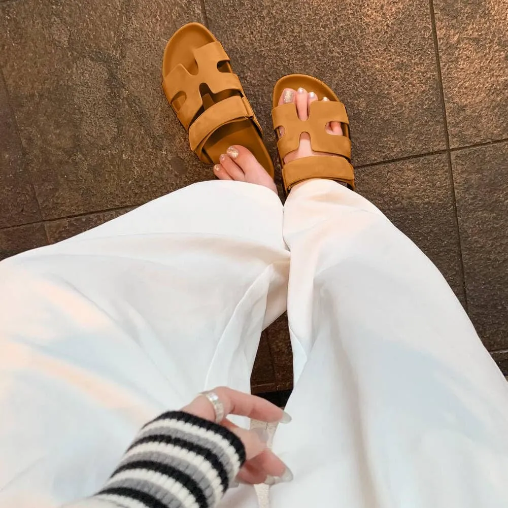 Womens Fashion Platform Sandals Comfy for Woman Slip On Thick Sole Slide Sandals Open Toe Non Slip ummer Flats Shoes Beach Sandals