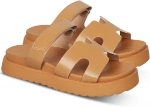 Womens Fashion Platform Sandals Comfy for Woman Slip On Thick Sole Slide Sandals Open Toe Non Slip ummer Flats Shoes Beach Sandals