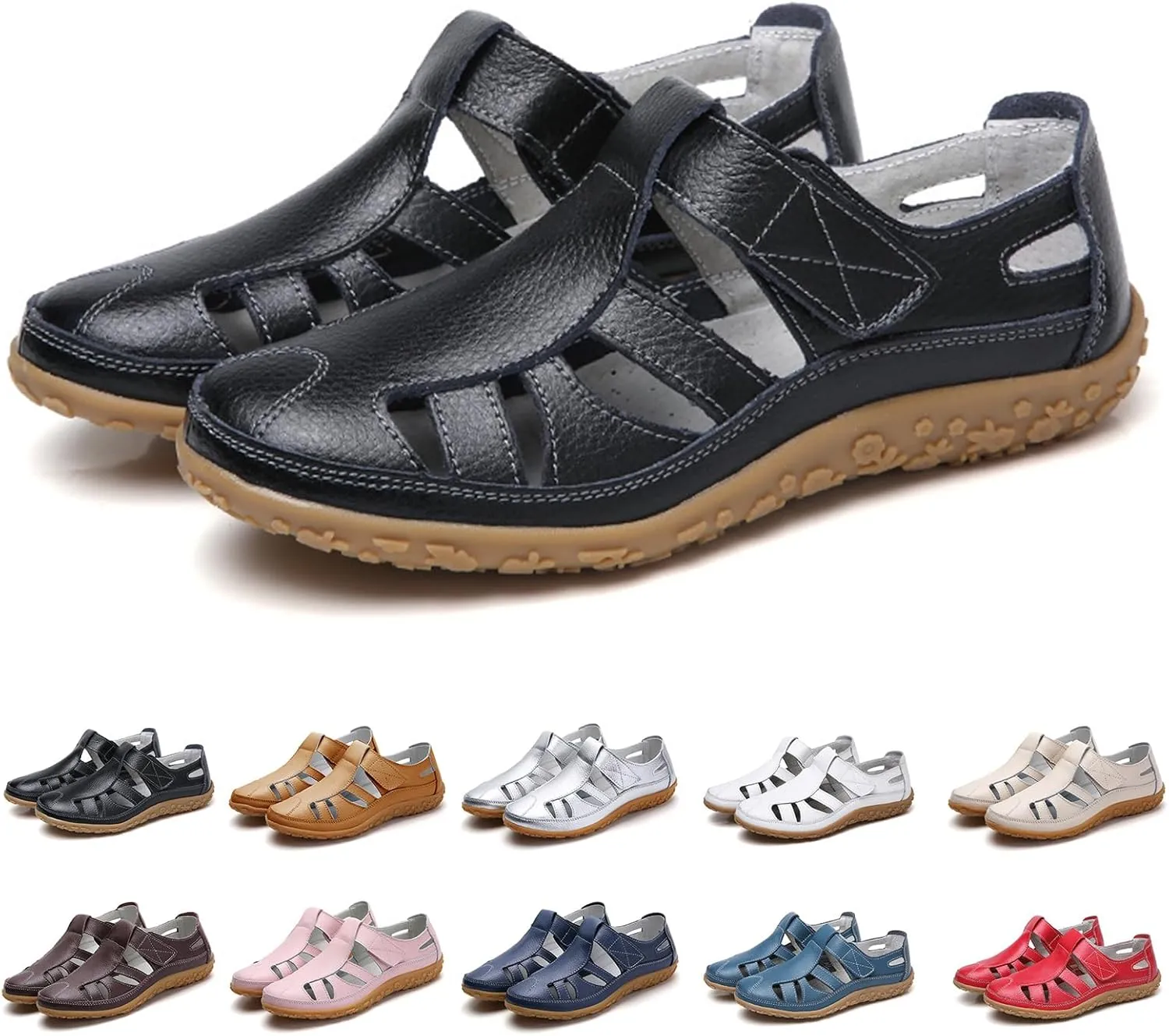 Womens Fashion Summer Boho Flat Non Slip Sandals Closed Toe Ankle Strap Beach Casual Shoes Boho Strappy Gladiator Sandals