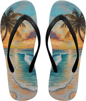 Women's Flip Flops Bathroom Beach Slippers for Lady Indoor & Outdoor Flip-Flops with EVA Sole