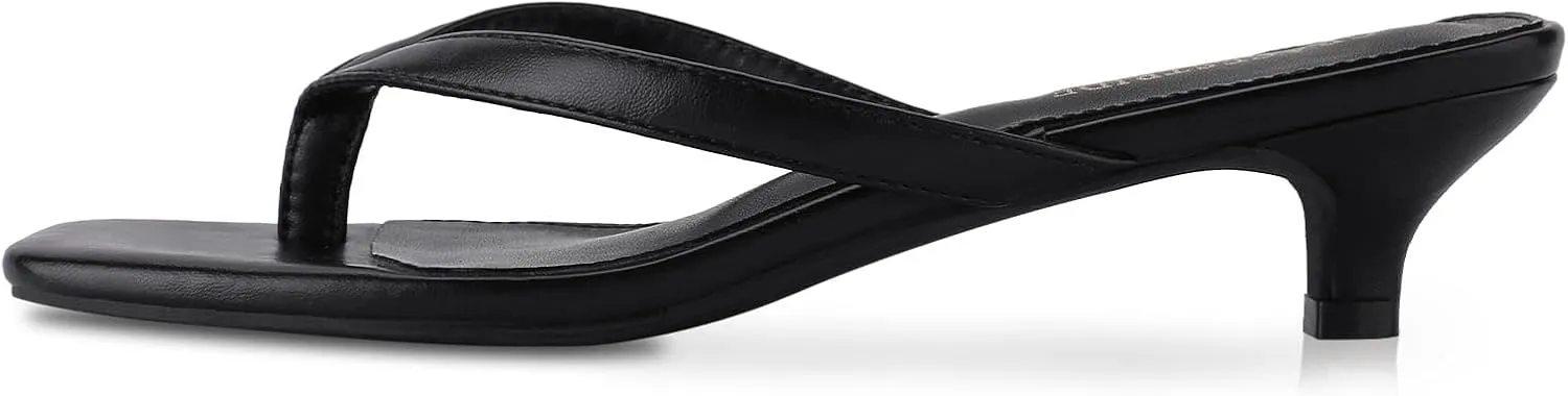 Women’s Flip-Flops Kitten Heels Thong Sandals For Women Square Toe Slip On Fashion Summer Dress Sandals