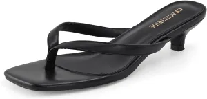 Women’s Flip-Flops Kitten Heels Thong Sandals For Women Square Toe Slip On Fashion Summer Dress Sandals