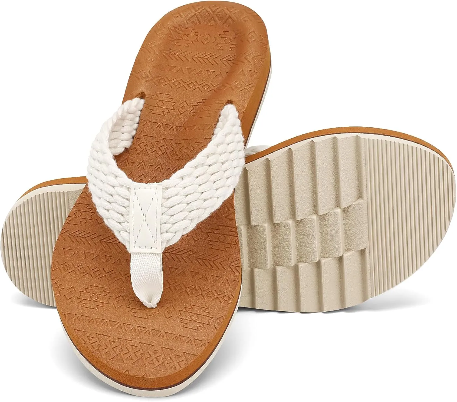 Women's Flip Flops with Arch Support - Yoga Mat Cushion Orthotic Thong Sandals for Plantar Fasciitis, Beach Walking Outdoor