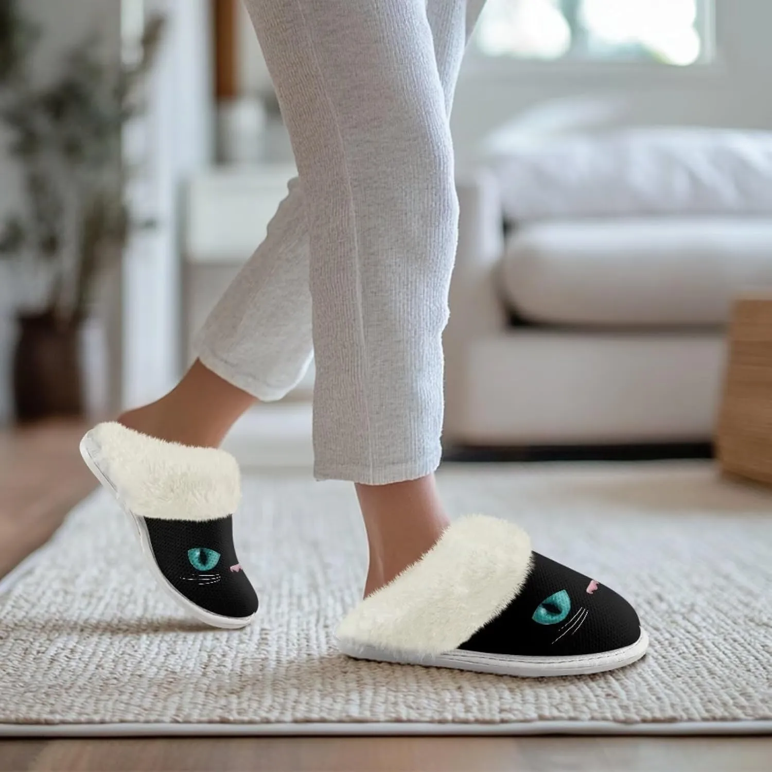 Womens Fluffy House Slippers for Winter Warm Comfy Bedroom Slippers Women Non Slip Size 5-13