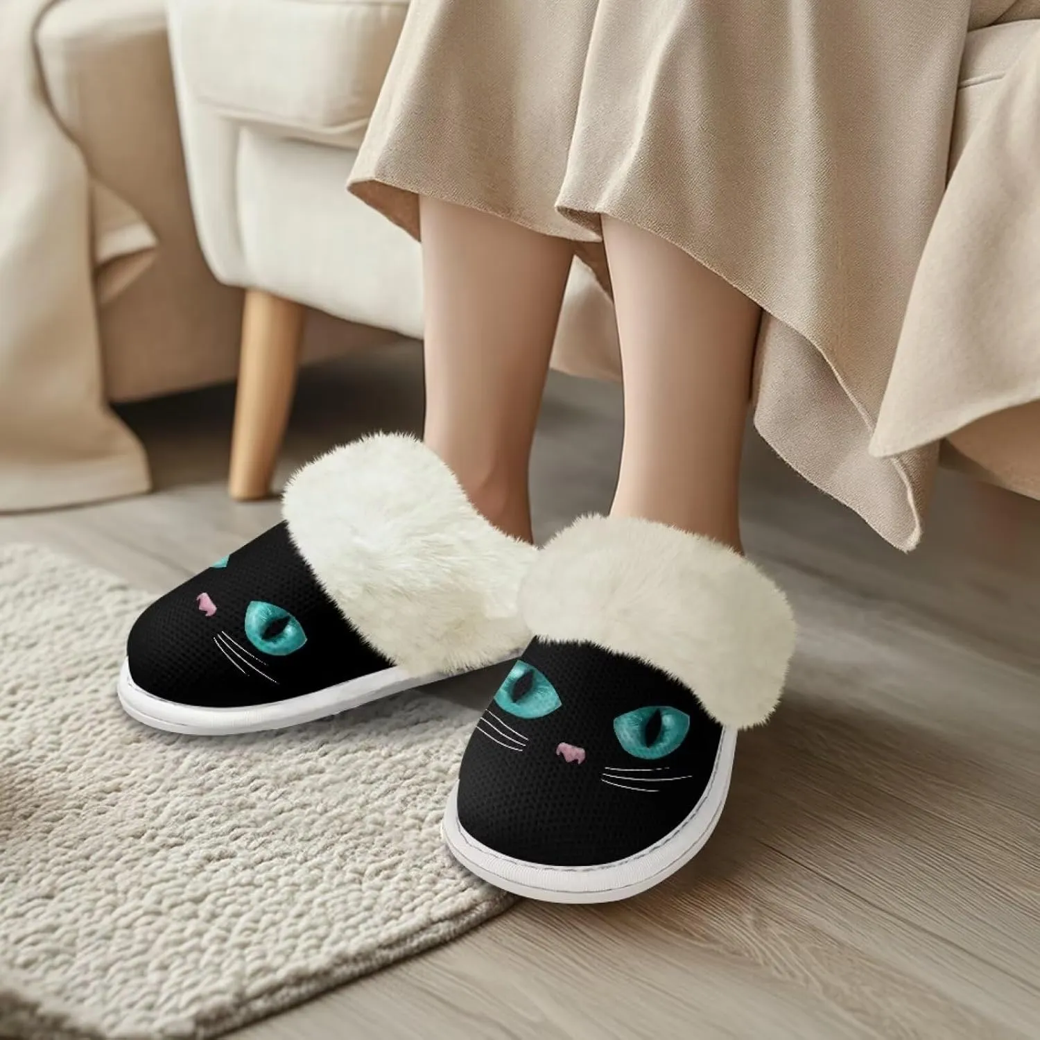 Womens Fluffy House Slippers for Winter Warm Comfy Bedroom Slippers Women Non Slip Size 5-13