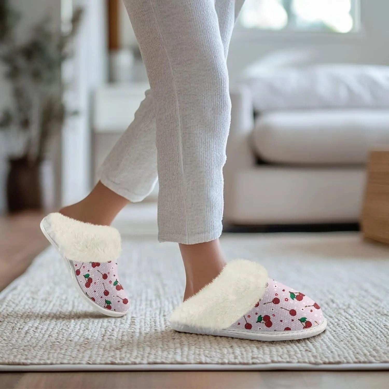 Womens Fluffy House Slippers for Winter Warm Comfy Bedroom Slippers Women Non Slip Size 5-13