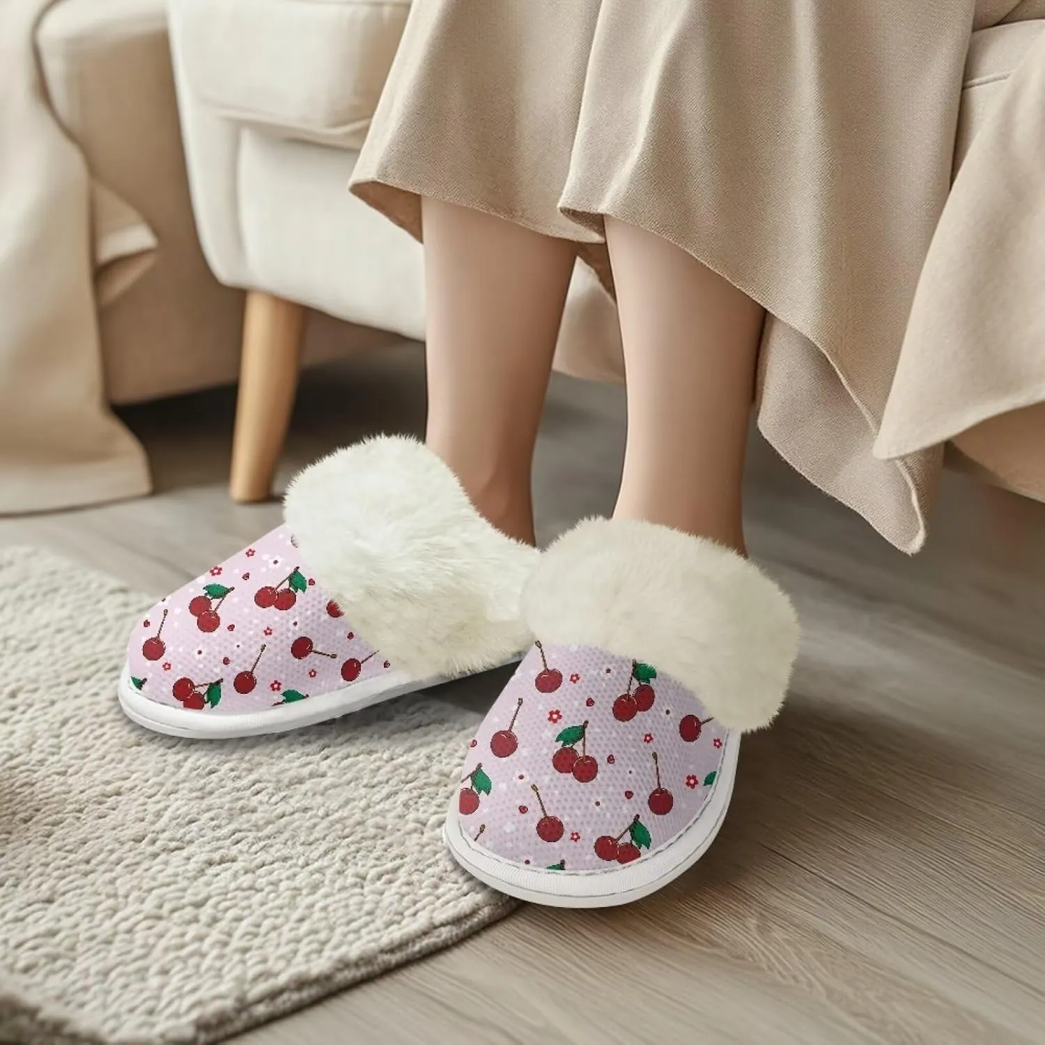 Womens Fluffy House Slippers for Winter Warm Comfy Bedroom Slippers Women Non Slip Size 5-13