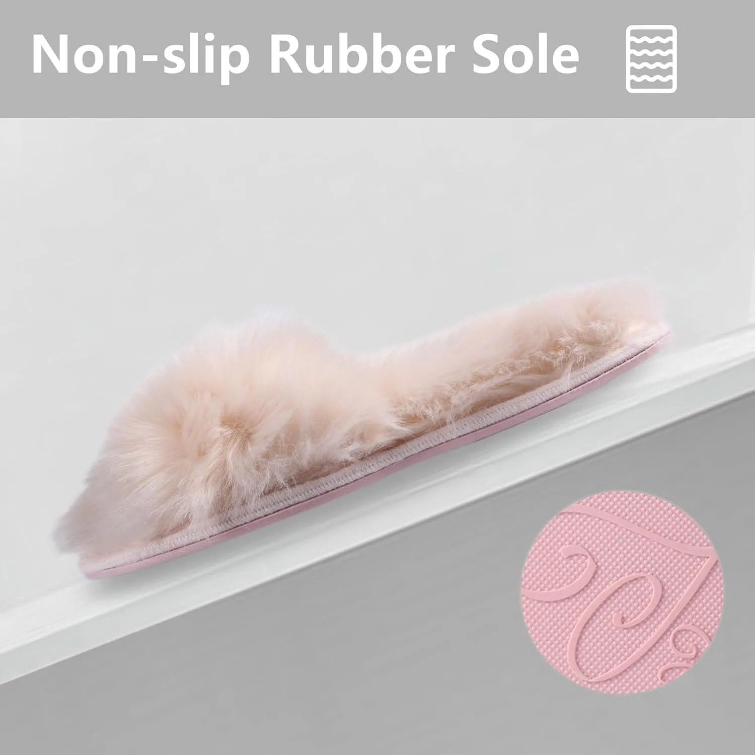Women’s Fuzzy Slippers, Indoor Slippers for Women Girls Soft Memory Foam House Slippers Open Toe Plush Fluffy Bedroom Slip On Shoes