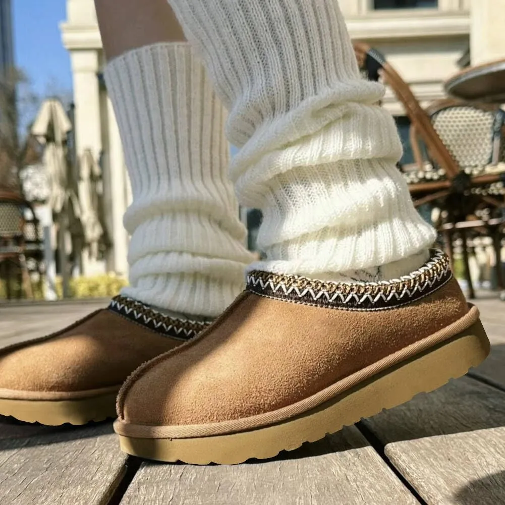Women's Fuzzy Slippers Platform Mini Boots for Women Comfy House Slippers Slip On Shoes Non-Slip Suede Clogs