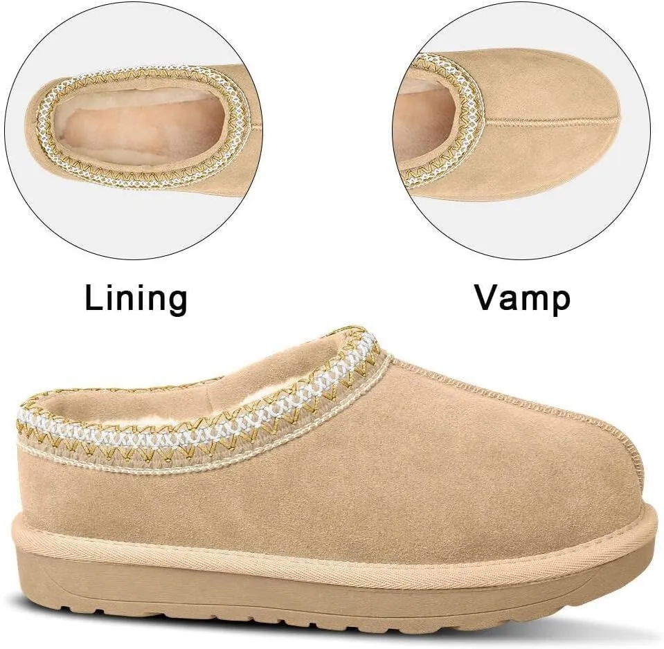 Women's Fuzzy Slippers Platform Mini Boots for Women Comfy House Slippers Slip On Shoes Non-Slip Suede Clogs