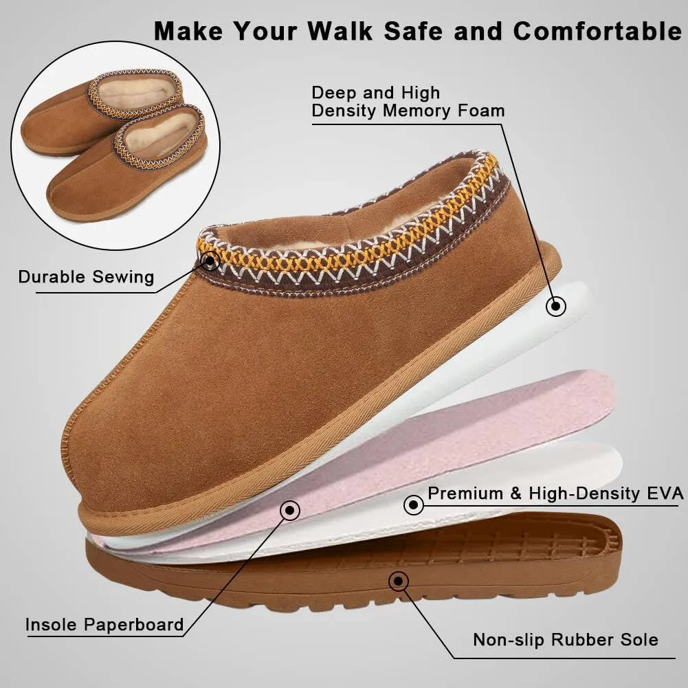 Women's Fuzzy Slippers Platform Mini Boots for Women Comfy House Slippers Slip On Shoes Non-Slip Suede Clogs