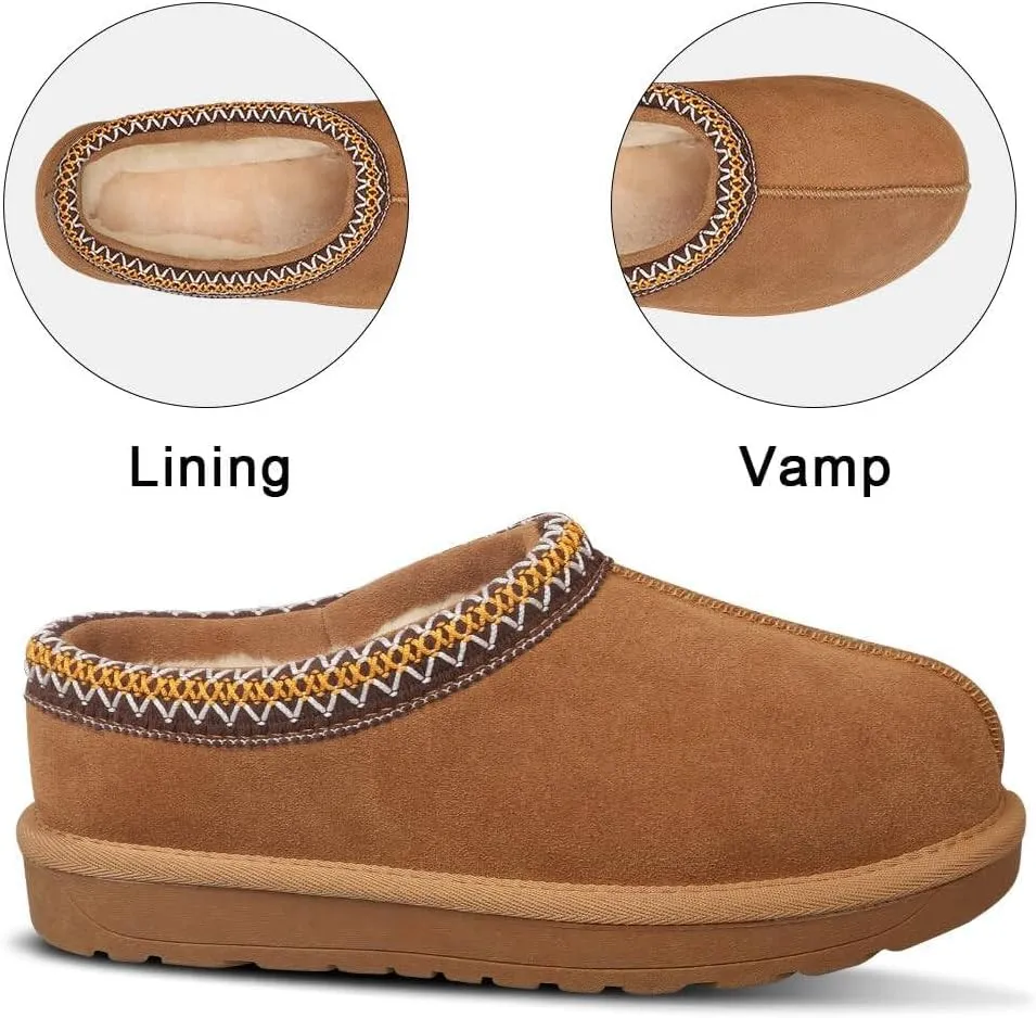 Women's Fuzzy Slippers Platform Mini Boots for Women Comfy House Slippers Slip On Shoes Non-Slip Suede Clogs