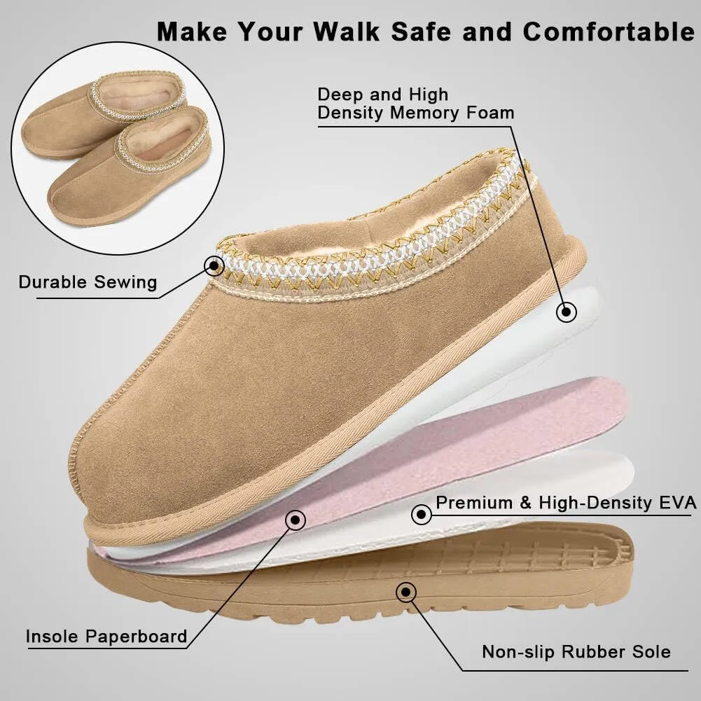 Women's Fuzzy Slippers Platform Mini Boots for Women Comfy House Slippers Slip On Shoes Non-Slip Suede Clogs