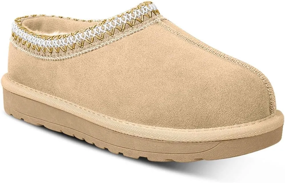 Women's Fuzzy Slippers Platform Mini Boots for Women Comfy House Slippers Slip On Shoes Non-Slip Suede Clogs