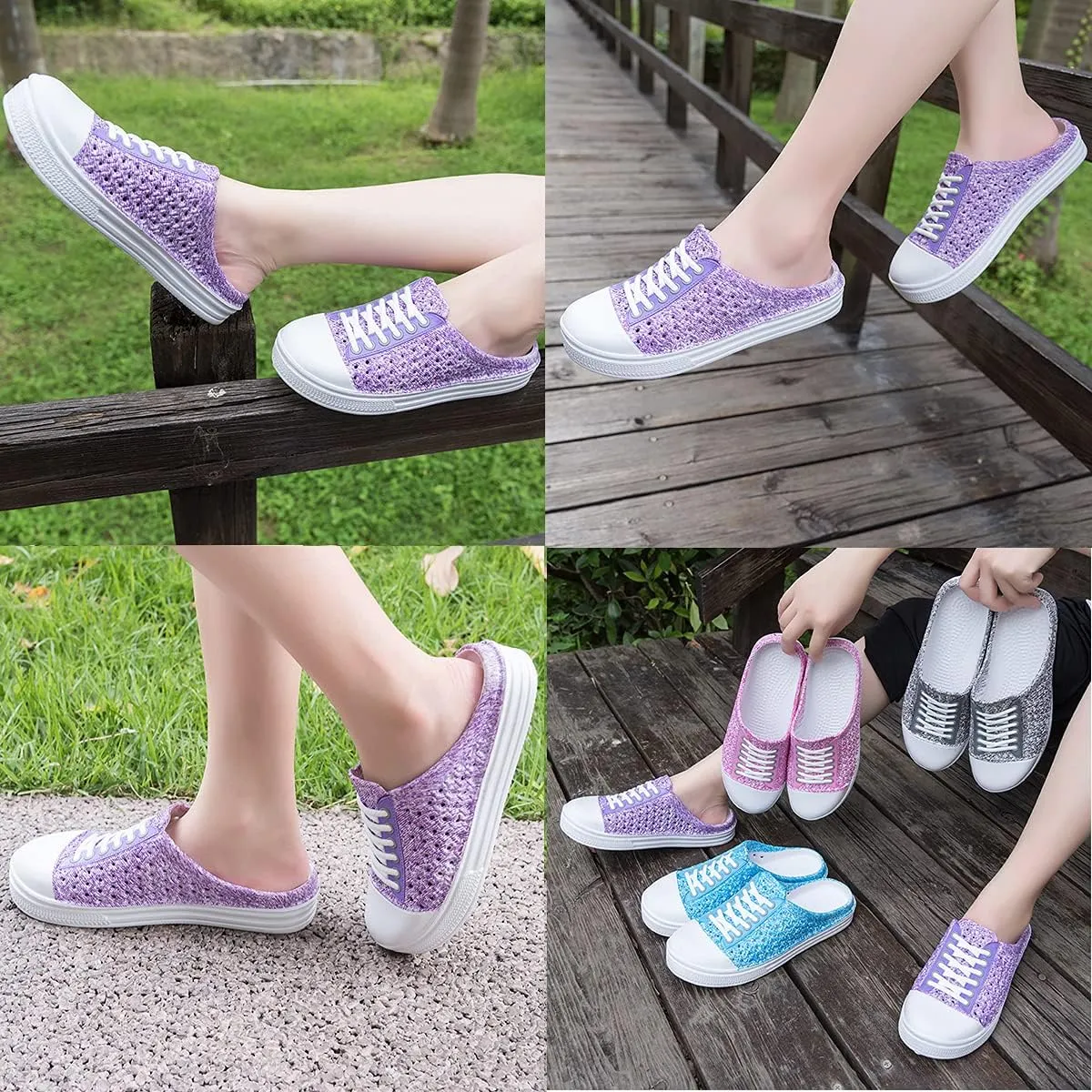 Womens Gardening Clogs Non-Slip Hole Breathable Lightweight Slippers Summer Beach Bathroom Sandals Indoor Outdoor Shoes Slip On