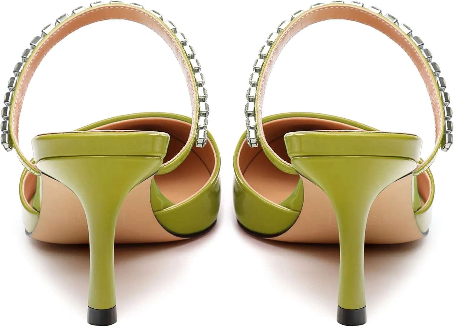 Womens Heeled Sandals Rhinestones Strap Pointed Toe Stiletto High Heels Fashion Dress Mules Shoes For Women 2.5 Inch