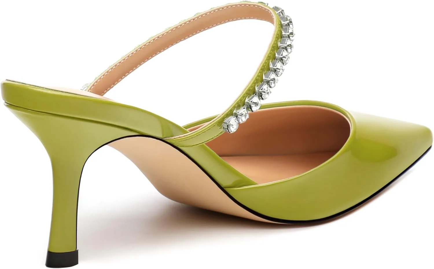 Womens Heeled Sandals Rhinestones Strap Pointed Toe Stiletto High Heels Fashion Dress Mules Shoes For Women 2.5 Inch