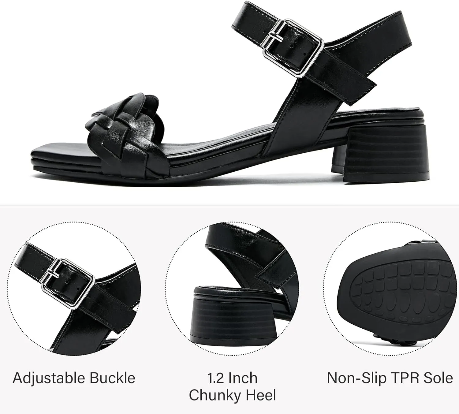 Women's Heels Chunky Heeled Sandals Low Block Heel Ankle Strap Dressy Bradied Sandals Square Open Toe Wedding Party Shoes for Women.