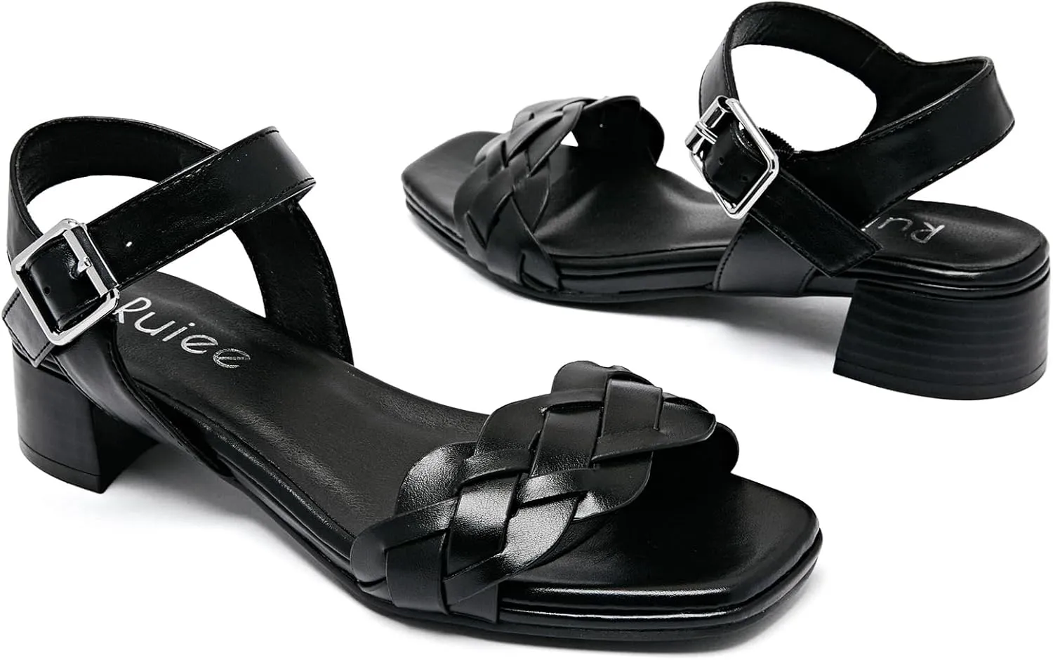 Women's Heels Chunky Heeled Sandals Low Block Heel Ankle Strap Dressy Bradied Sandals Square Open Toe Wedding Party Shoes for Women.