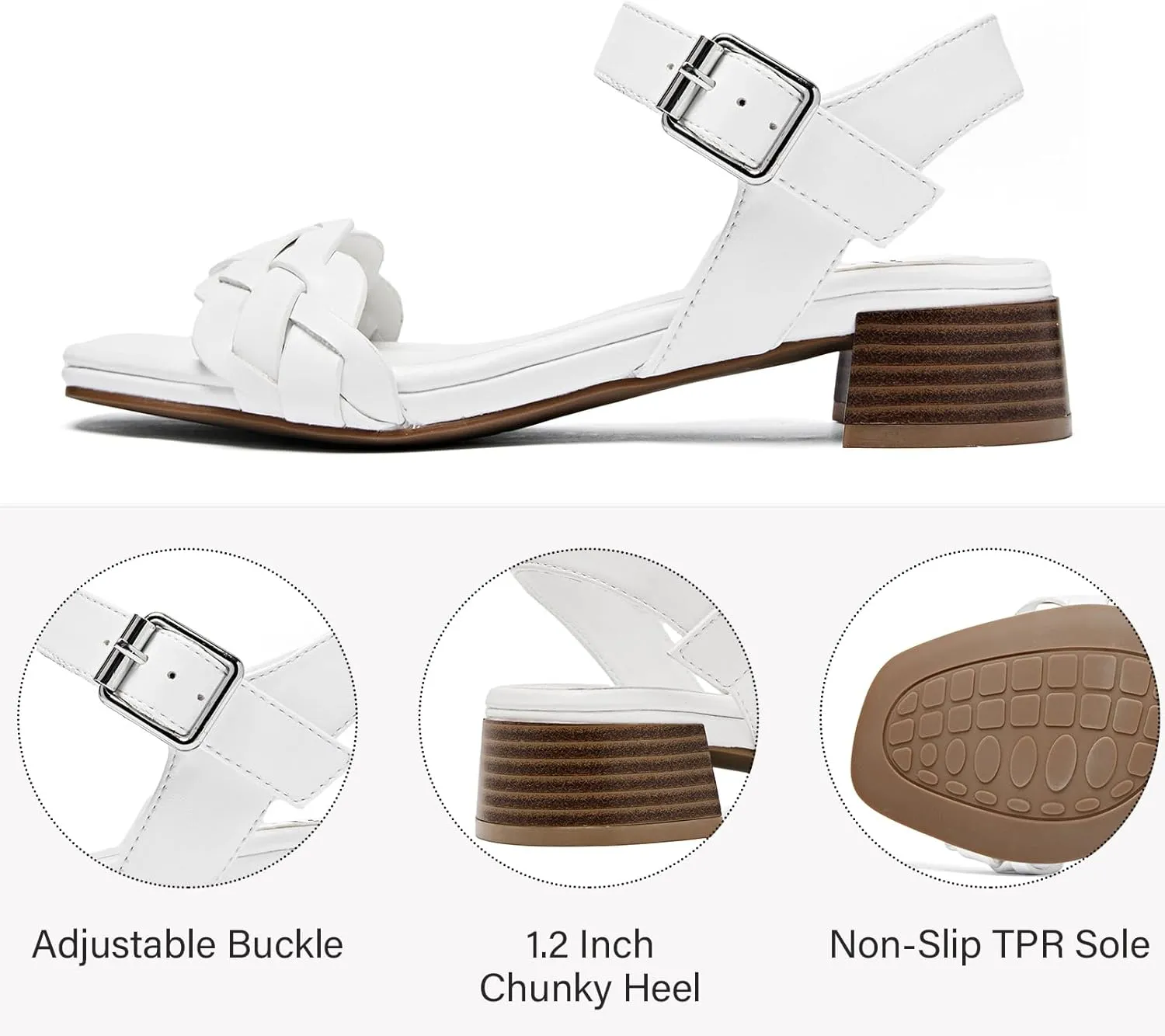 Women's Heels Chunky Heeled Sandals Low Block Heel Ankle Strap Dressy Bradied Sandals Square Open Toe Wedding Party Shoes for Women.
