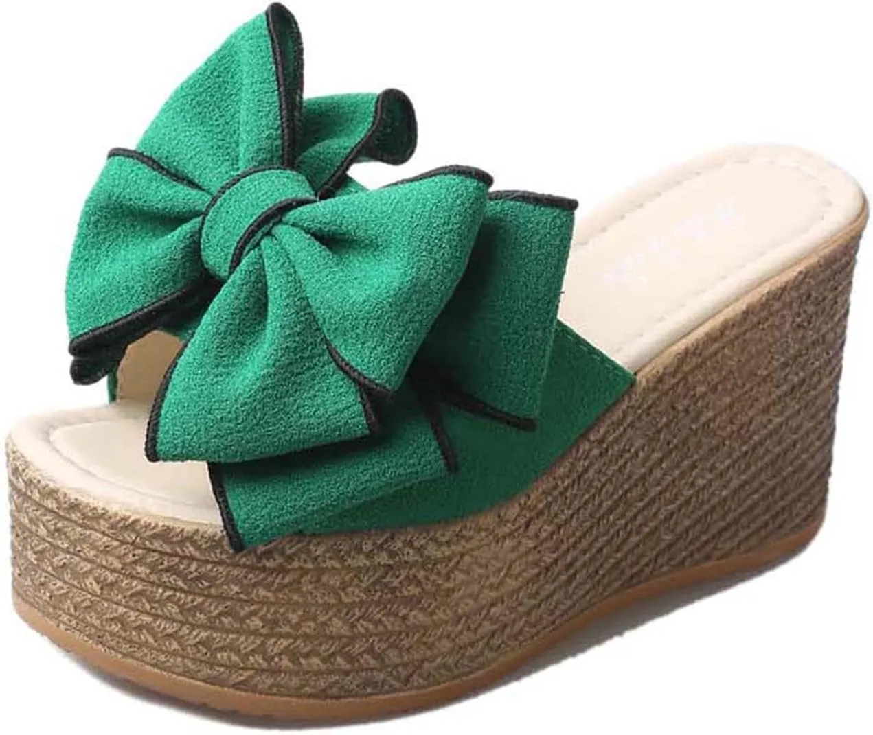 Women's High Heeled Bow-Knot Platform Wedge Flip-Flops Beach Sandals Fashion Espadrille Slippers Summer Thong