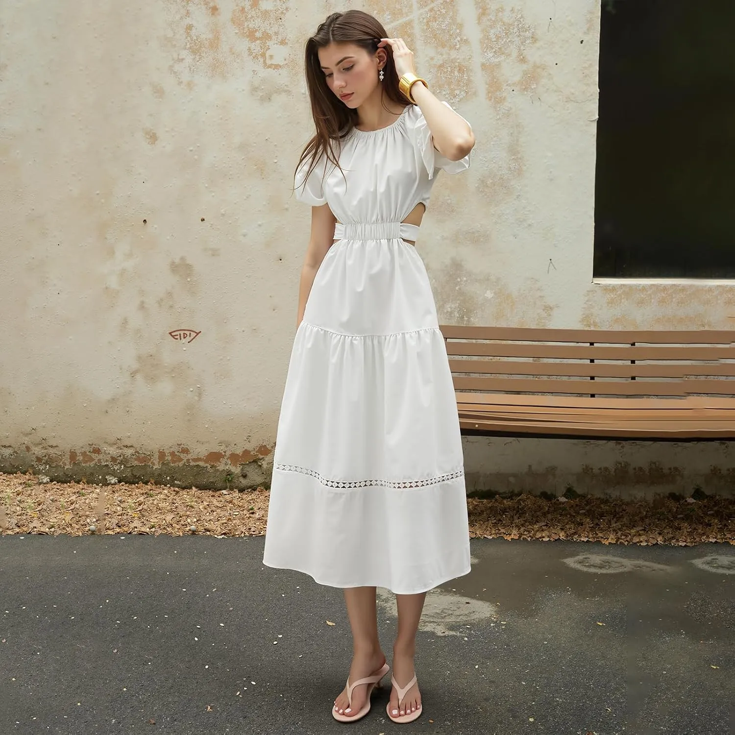 Womens Kitten Heel Sandals Round Open Toe Flip Flop Heels One Strap Slides Short Heeled Sandals for Women