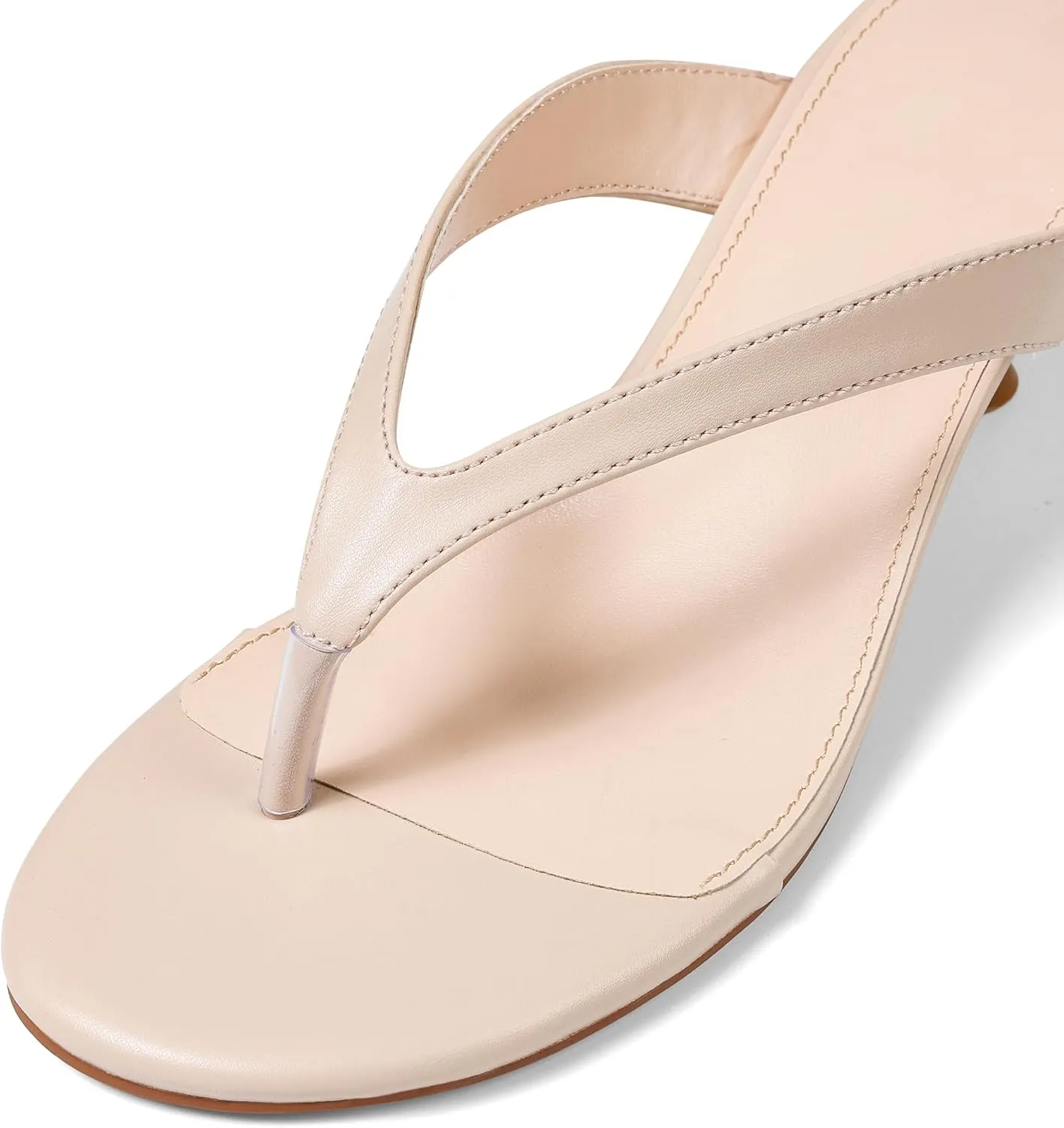 Womens Kitten Heel Sandals Round Open Toe Flip Flop Heels One Strap Slides Short Heeled Sandals for Women