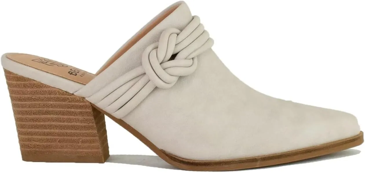 Women's Knotted Mule Western Mule Stacked Block Heels Mules Comfort Pointed Toe Slip on Slides Loafer Shoes