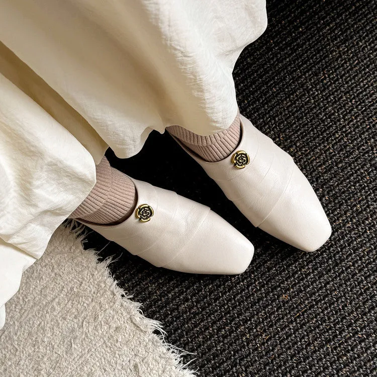 Women's Leather Comfortable Stylish Slip-on Mules With Low Heel