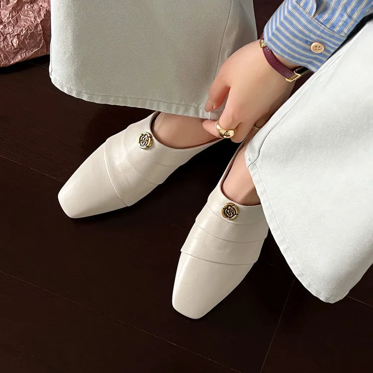 Women's Leather Comfortable Stylish Slip-on Mules With Low Heel