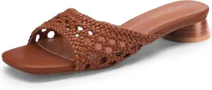 Women's Low Heels Sandals Braided Mule Chunky Block Heeled Slides Square Open toe Slip On Mules Fashion Heels