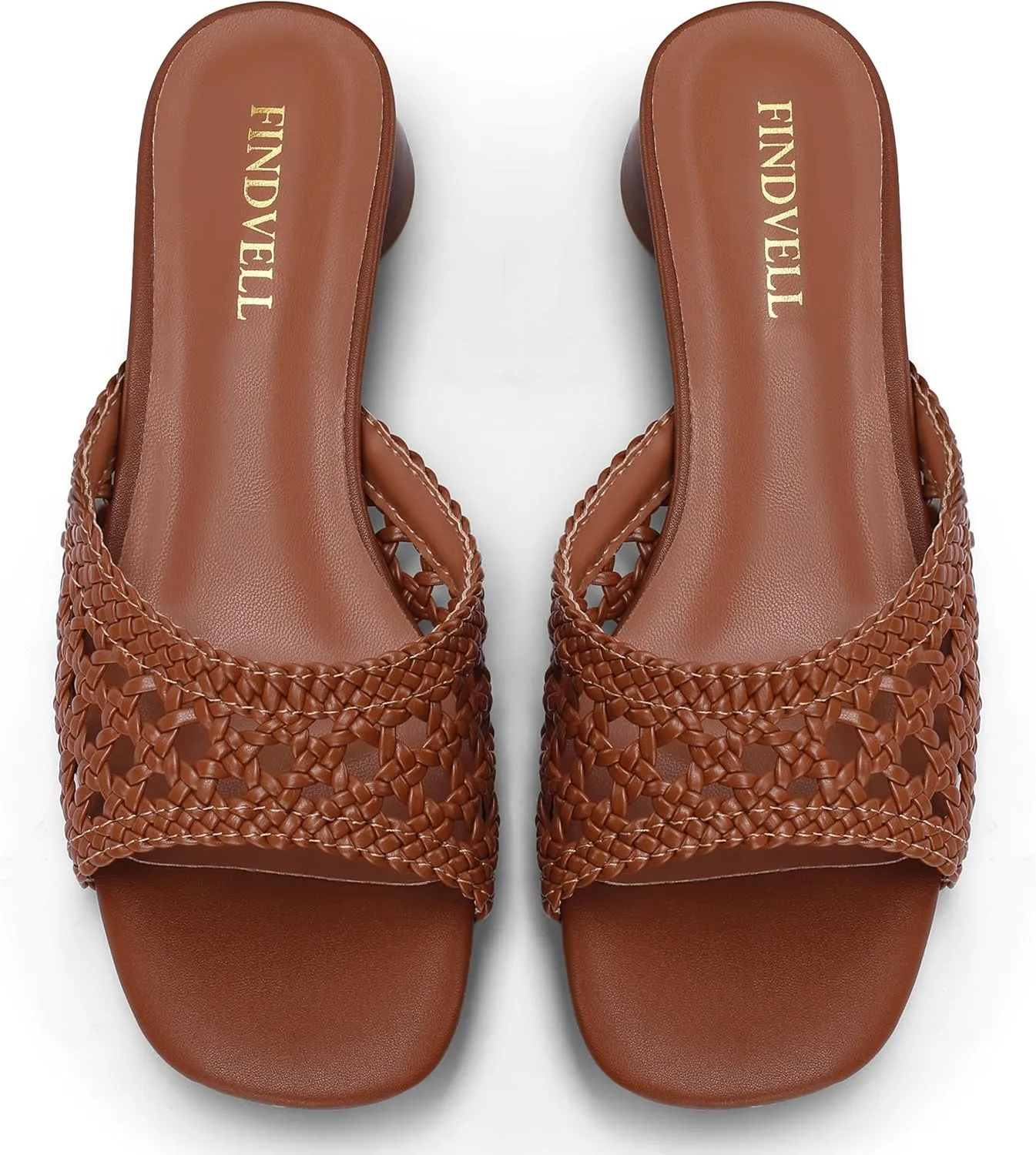 Women's Low Heels Sandals Braided Mule Chunky Block Heeled Slides Square Open toe Slip On Mules Fashion Heels