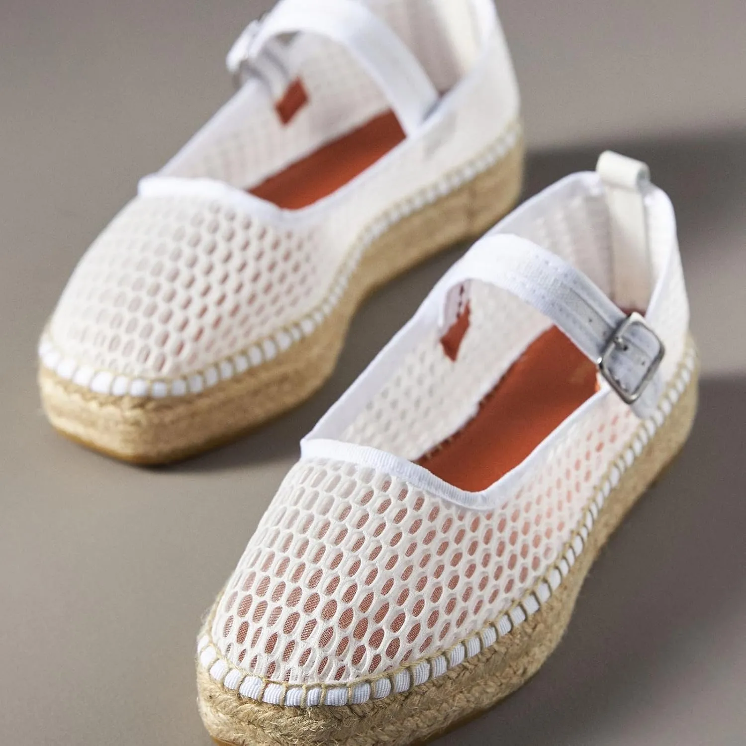 Women's Mary Jane Espadrilles Flats Platform Espadrilles Woven Outsole Shoes Canvas Flats