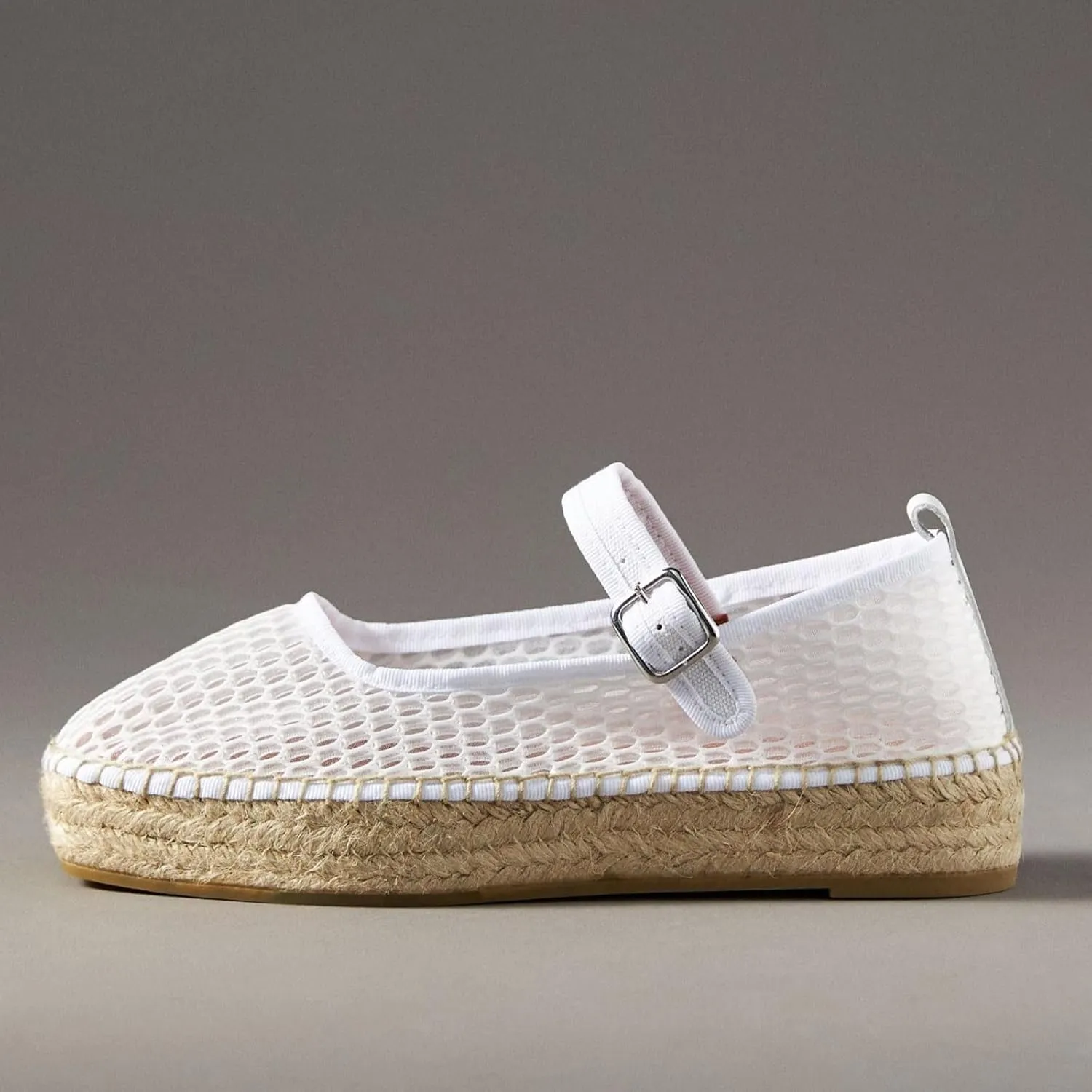 Women's Mary Jane Espadrilles Flats Platform Espadrilles Woven Outsole Shoes Canvas Flats