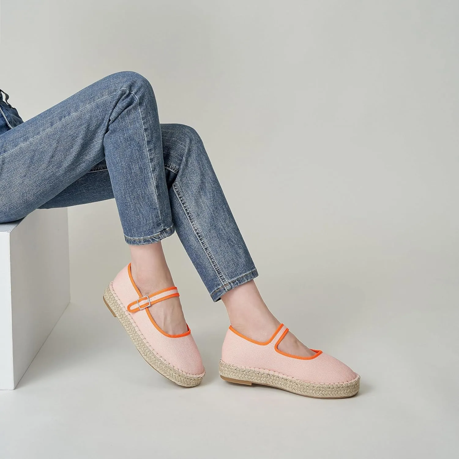 Women's Mary Jane Espadrilles Woven Espadrille Outsole Canvas Summer Flats