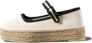 Women's Mary Jane Espadrilles Woven Espadrille Outsole Canvas Summer Flats