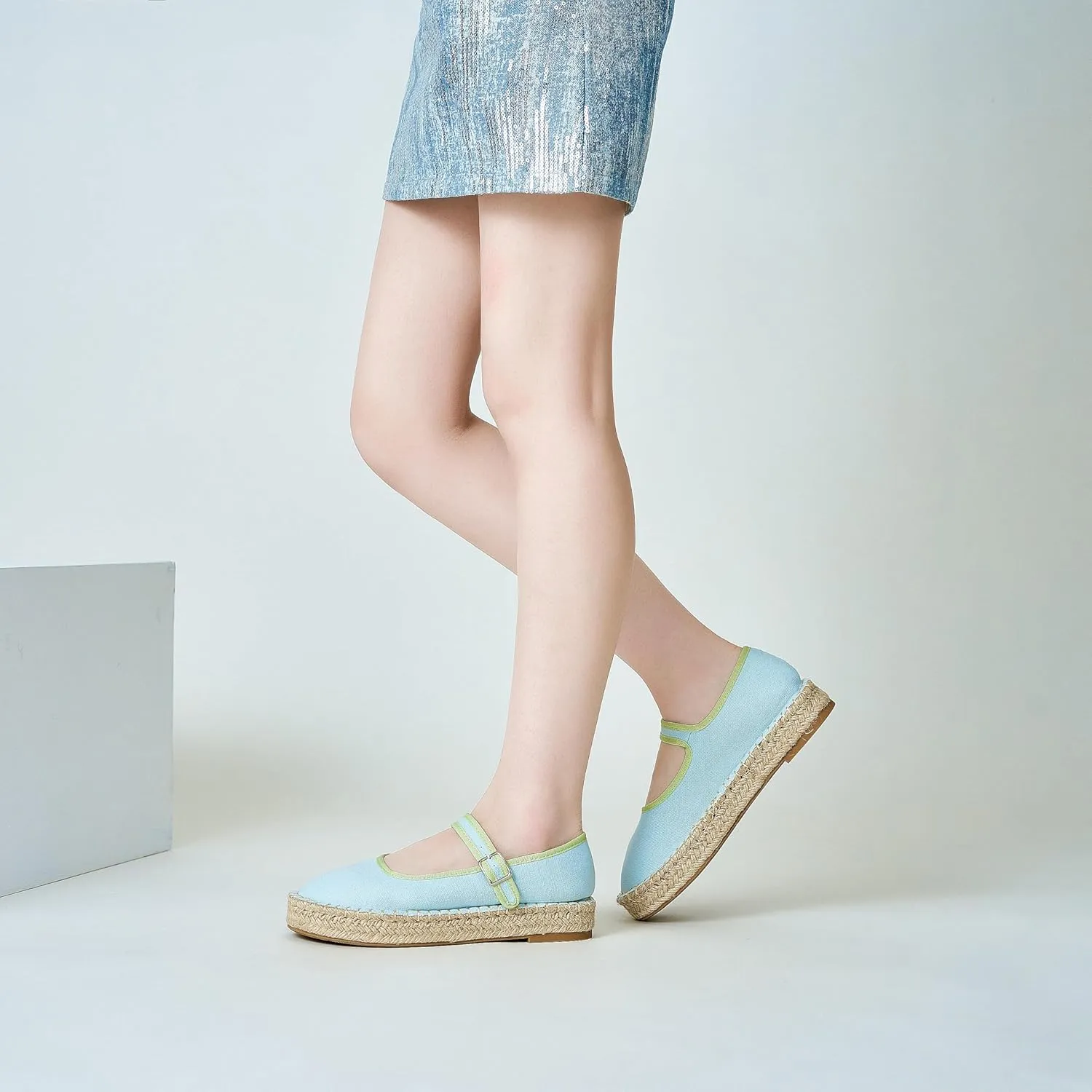 Women's Mary Jane Espadrilles Woven Espadrille Outsole Canvas Summer Flats