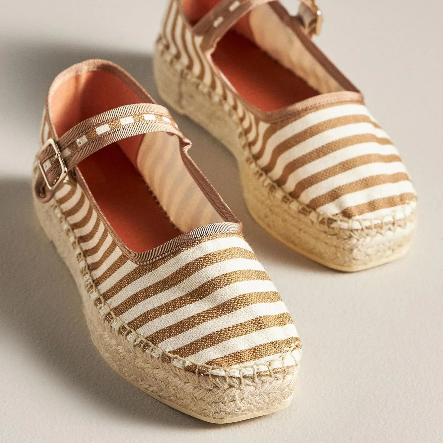 Women's Mary Jane Espadrilles Woven Espadrille Outsole Canvas Summer Flats