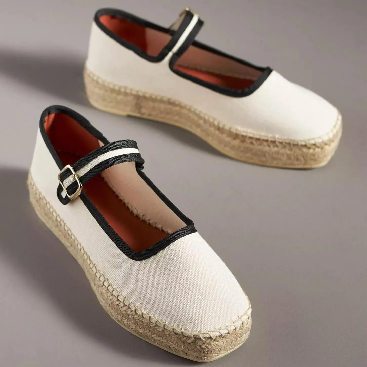 Women's Mary Jane Espadrilles Woven Espadrille Outsole Canvas Summer Flats
