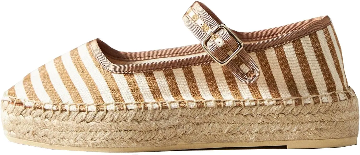 Women's Mary Jane Espadrilles Woven Espadrille Outsole Canvas Summer Flats