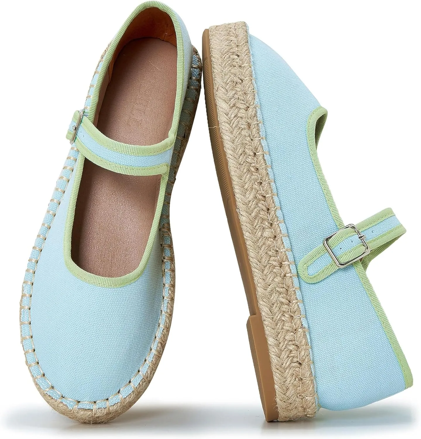 Women's Mary Jane Espadrilles Woven Espadrille Outsole Canvas Summer Flats
