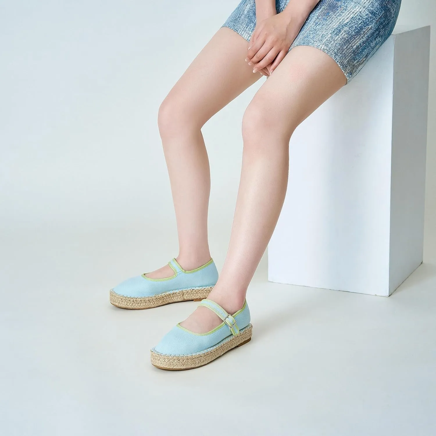 Women's Mary Jane Espadrilles Woven Espadrille Outsole Canvas Summer Flats