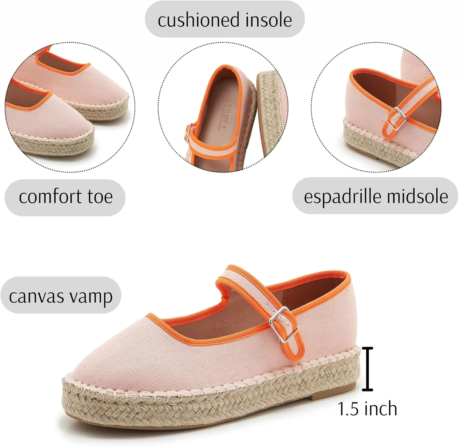 Women's Mary Jane Espadrilles Woven Espadrille Outsole Canvas Summer Flats