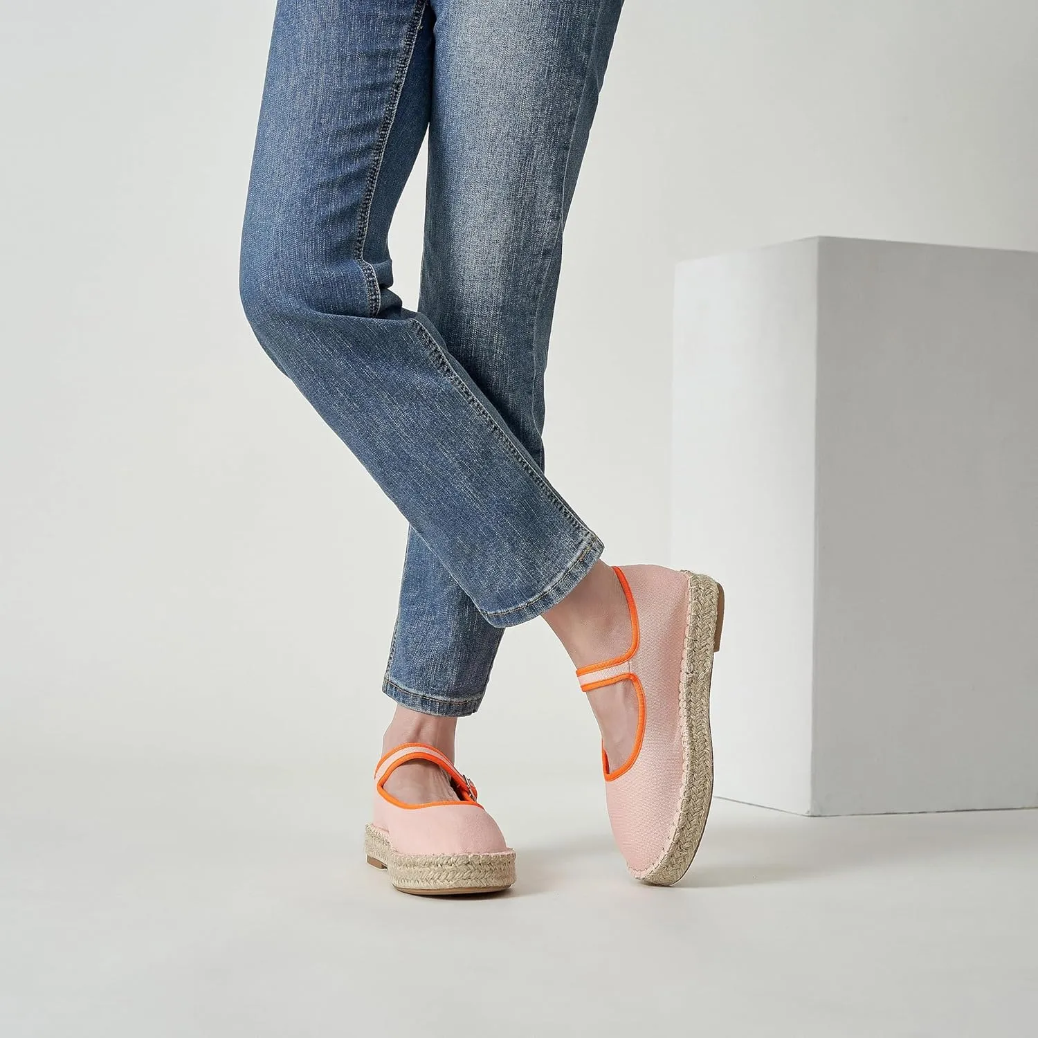 Women's Mary Jane Espadrilles Woven Espadrille Outsole Canvas Summer Flats