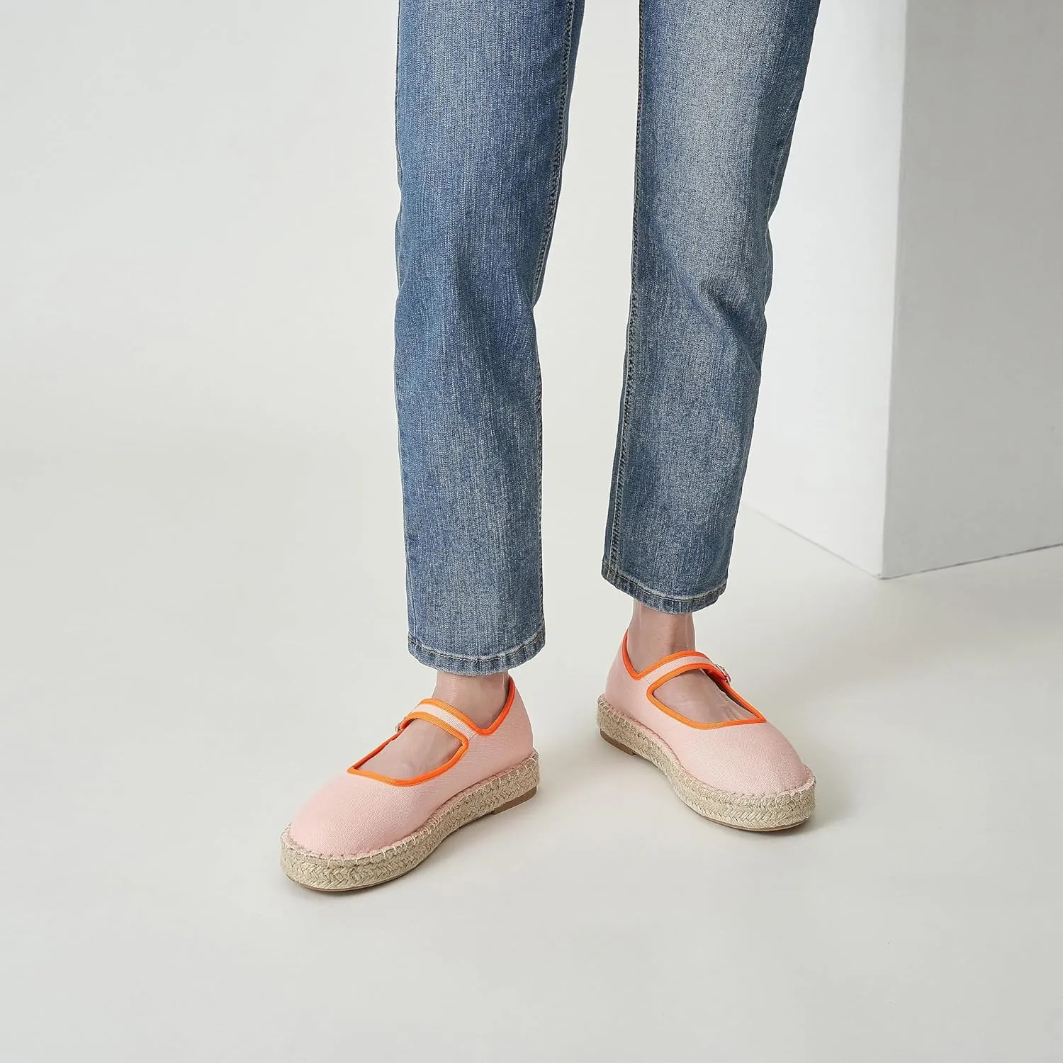 Women's Mary Jane Espadrilles Woven Espadrille Outsole Canvas Summer Flats