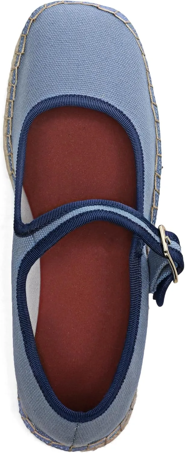 Women's Mary Jane Woven Espadrilles Ballet Flats for Women Outsole Canvas Summer Ballerina Flats.