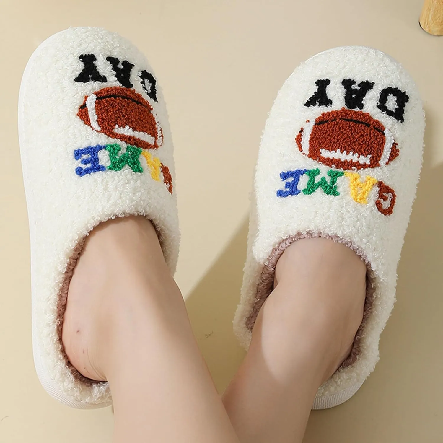 Womens Mens House Slippers Retro Comfy Warm Plush Slip on Fluffy Memory Foam Home Sippers for Winter Indoor Outdoor